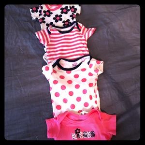 4 pink palette onesies